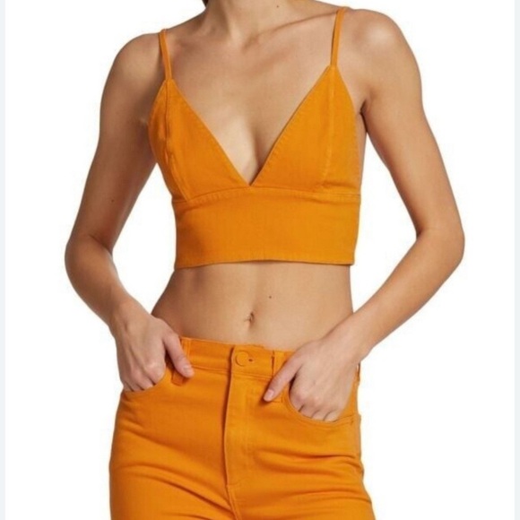 Alice + Olivia Orange Denim Crop Top NWOT - Picture 5 of 8